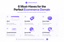 Checklist illustrating the essential qualities of a successful ecommerce domain name