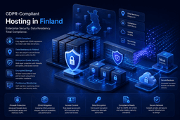 GDPR-compliant Finland hosting environment with encrypted backups, DDoS protection, firewalls, secure access controls, and enterprise cloud security.