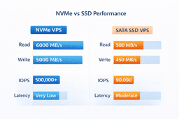 NVMe vs SSD storage performance comparison for VPS hosting