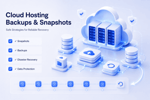 Cloud hosting backups and snapshots showing layered recovery and disaster protection strategies.
