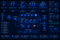 Scalable VPS infrastructure expanding through cloud resources, Kubernetes, and load balancing.