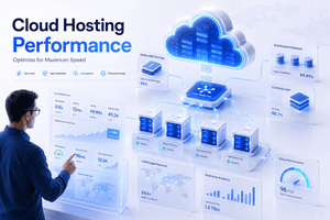 Cloud hosting performance optimization using NVMe storage, cloud infrastructure, and global network acceleration
