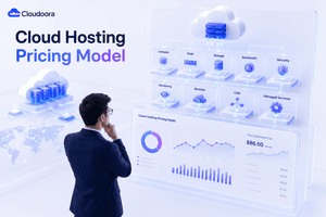 Cloud hosting pricing model showing compute, storage, bandwidth, security and managed services that determine cloud hosting costs