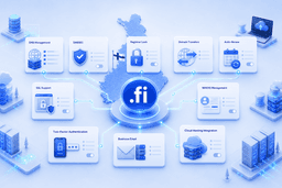 Illustration comparing important features to consider when choosing a .fi domain registrar in Finland.