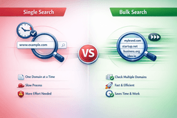 comparison between bulk domain search and single domain search showing speed and efficiency differences