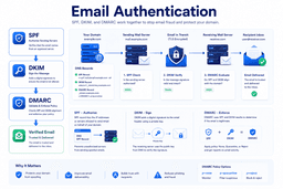 SPF DKIM and DMARC email authentication workflow improving email security and preventing spoofing