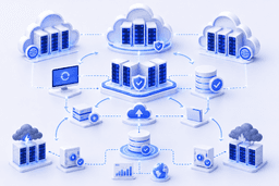 Cloud disaster recovery infrastructure with backup restoration and failover systems.