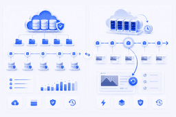 Comparison between cloud backups and snapshots for long-term recovery and fast rollback.